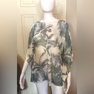 Rain + Rose Tropical Print Lightweight Poncho size S/M